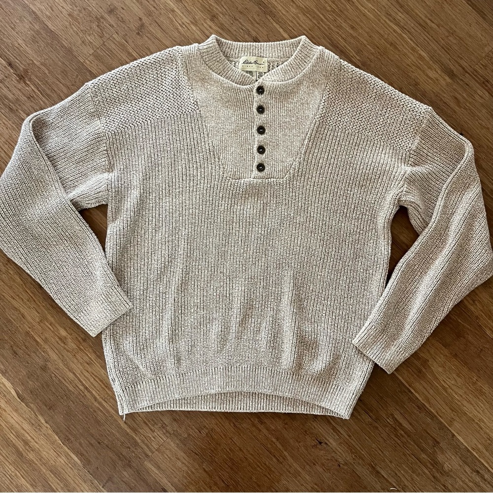 Eddie Bauer Beige Sweater with Button Detail